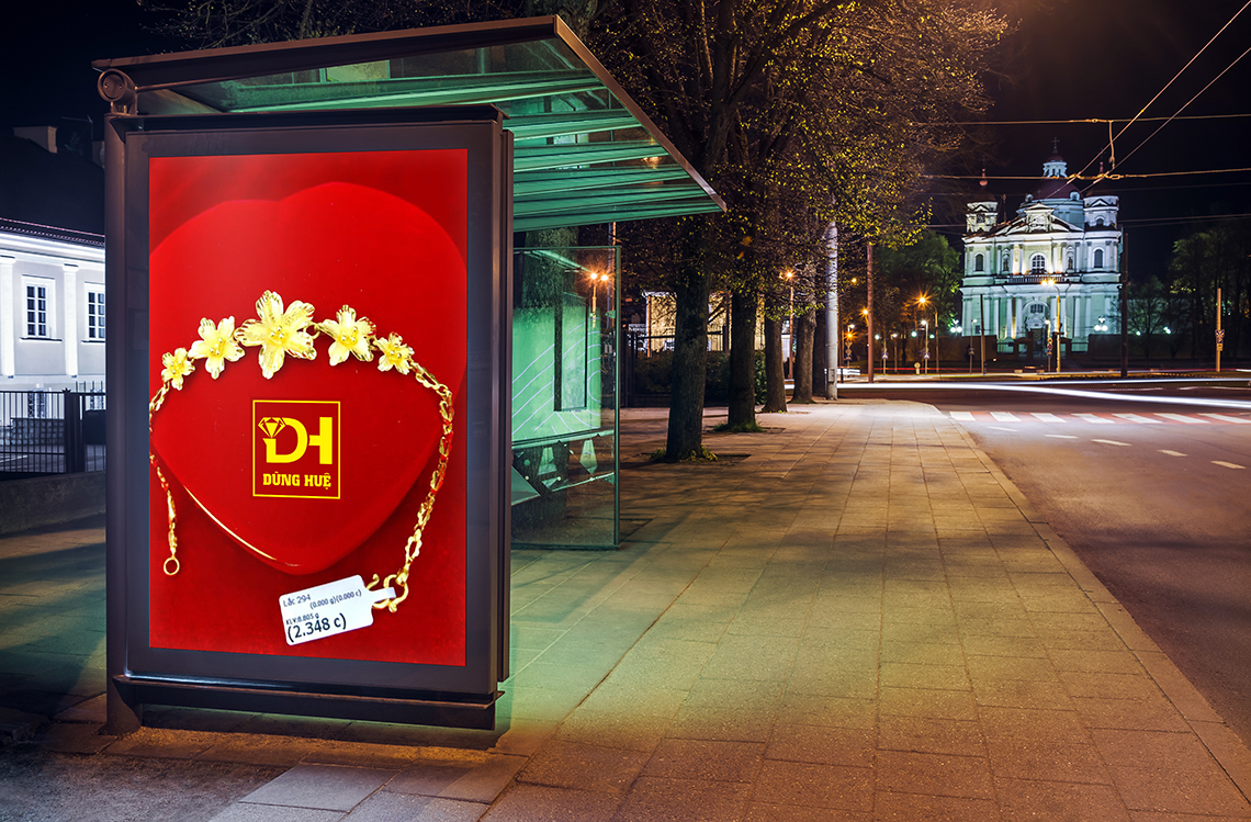 Dũng Huệ - Thiết kế logo cửa hàng vàng bạc đá quý Dũng Huệ